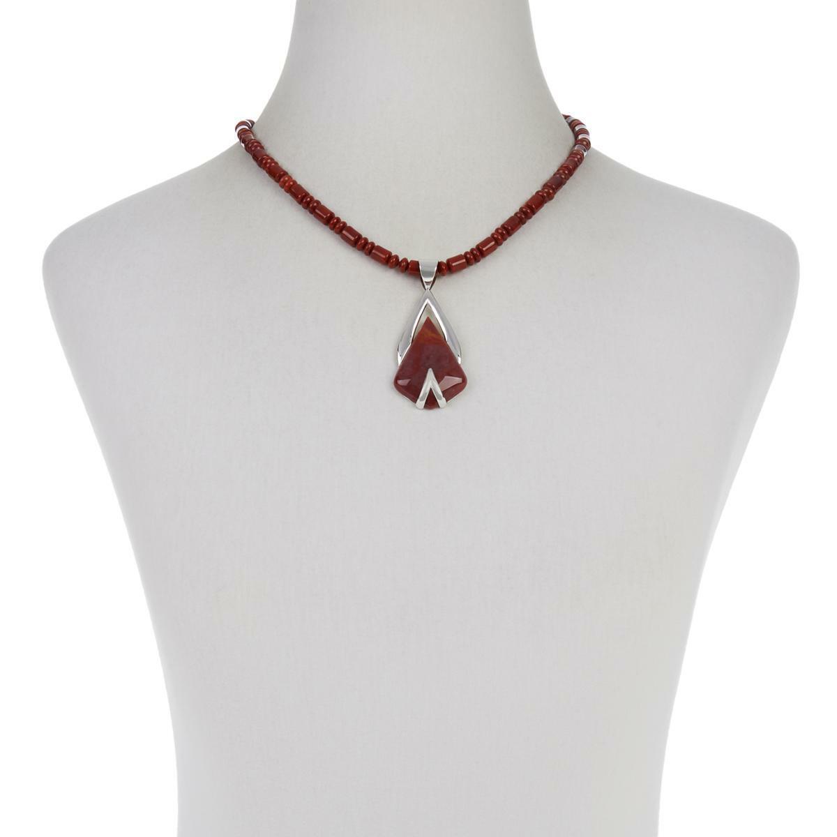Jay King Sterling Silver Red Jasper Pendant with 18" Necklace