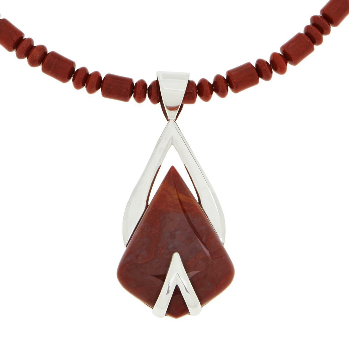 Jay King Sterling Silver Red Jasper Pendant with 18" Necklace