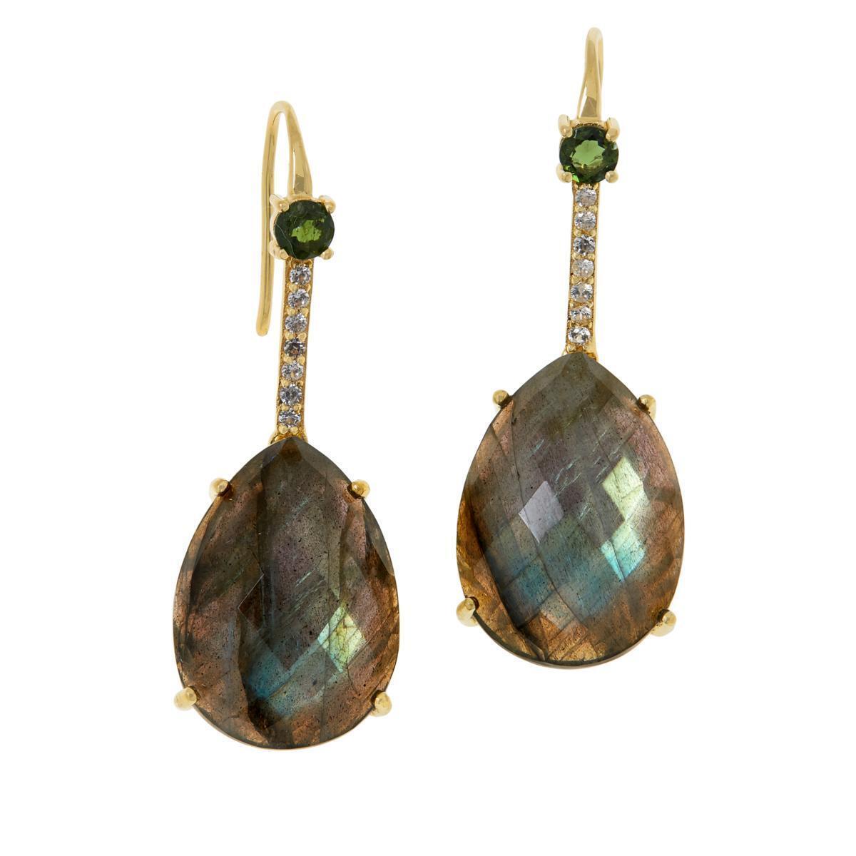 Rarities Gold-Plated Multi-Gemstone Drop Earrings. Labradorite