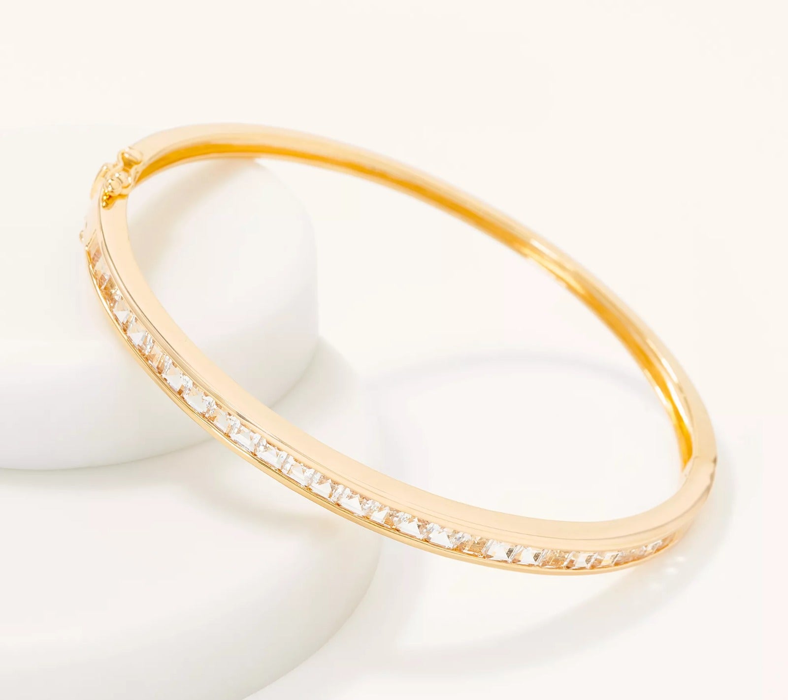 Affinity Gems Choice of Gem 14K Gold Plated Hinged Bangle, 2.85-3.60 cttw, 6-3/4