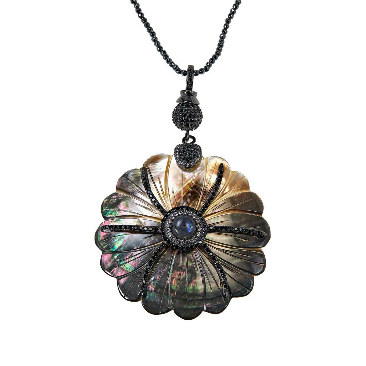 Colleen Lopez Mother-of-pearl and Gemstone Flower Necklace