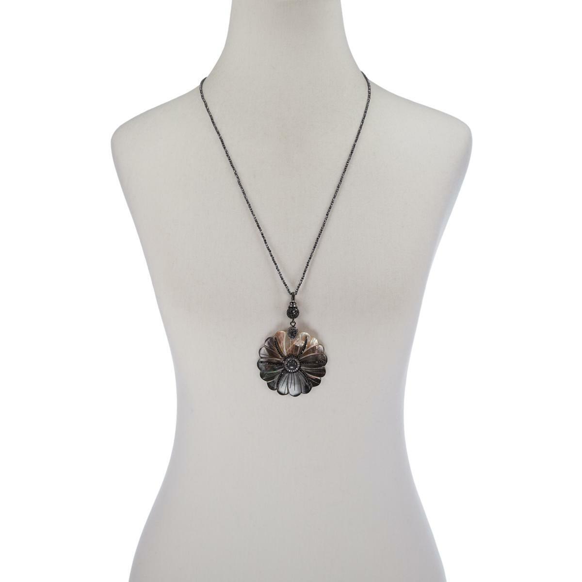 Colleen Lopez Mother-of-pearl and Gemstone Flower Necklace