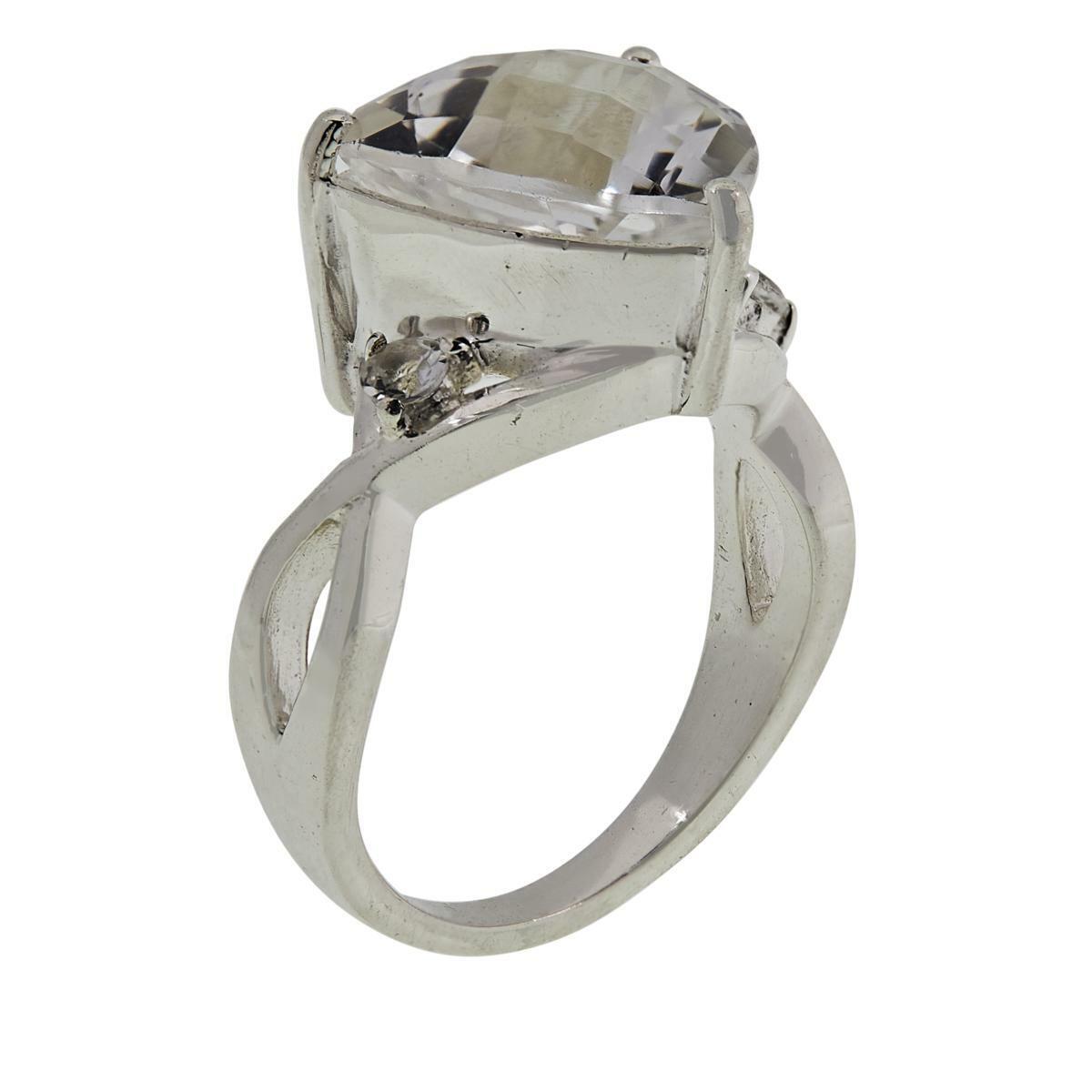 Herkimer Mines "Diamond" Trilliant Round Cut Quartz Ring, Size 8  (Silvertone)