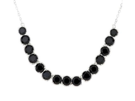11.50 Ct Round Black Spinel Sterling Silver 16" Necklace Qvc