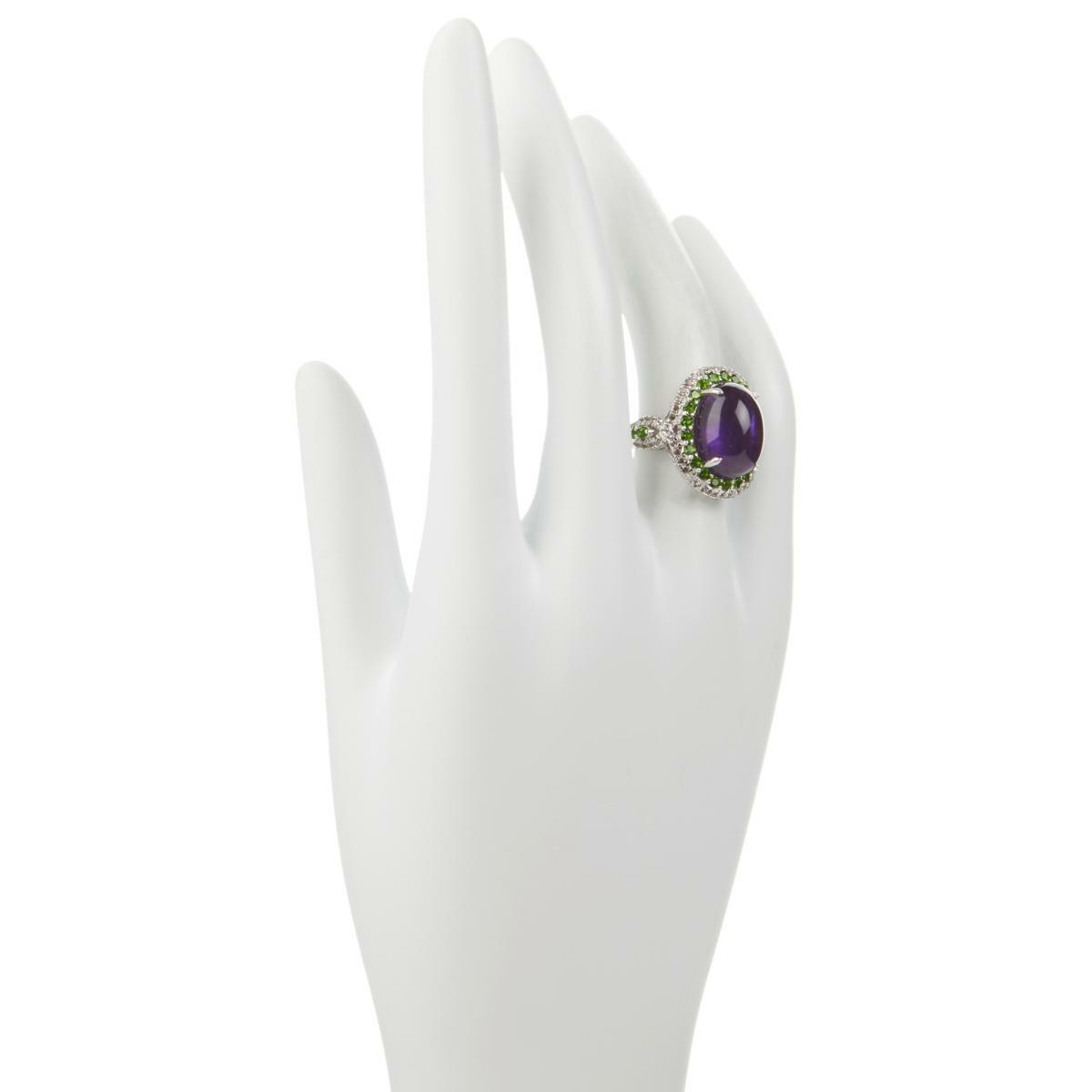 Colleen Lopez Amethyst, Chrome Diopside and White Topaz Ring, Size 7