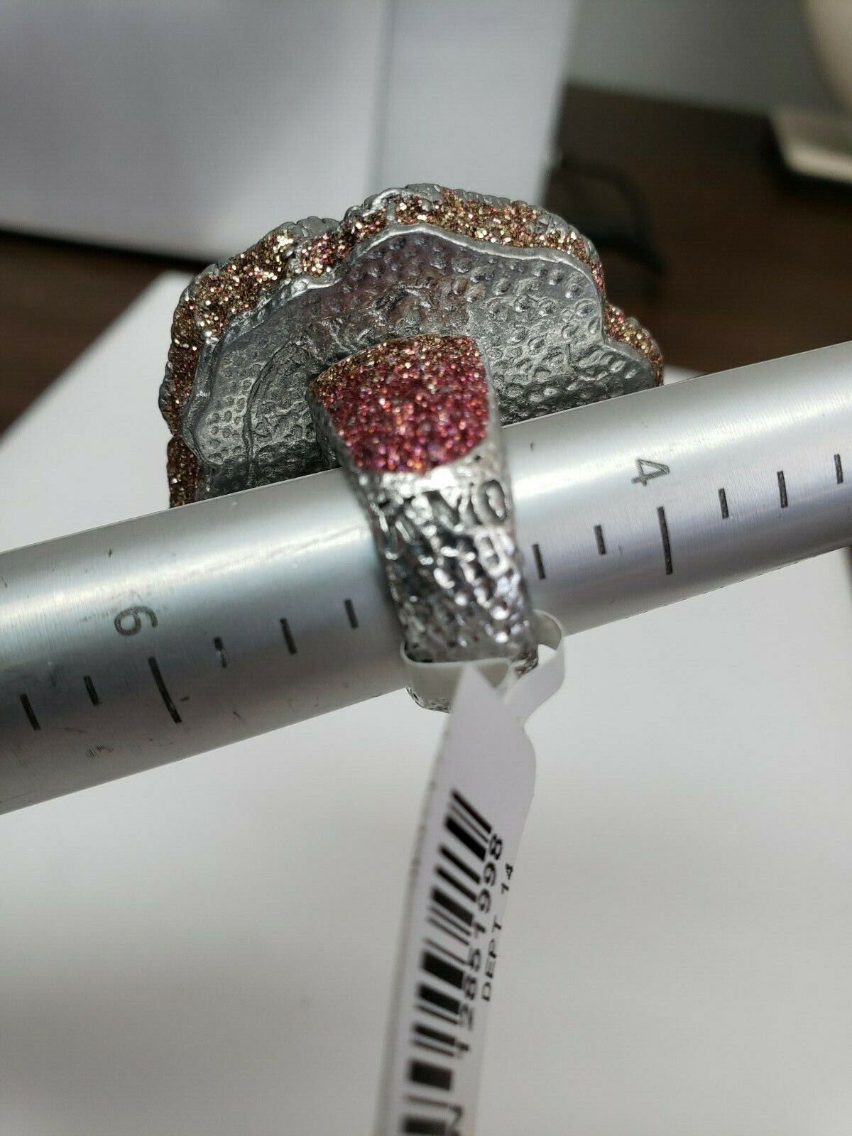 Kmo Paris Sparkly Cocktail Rose-Design Ring Size 6