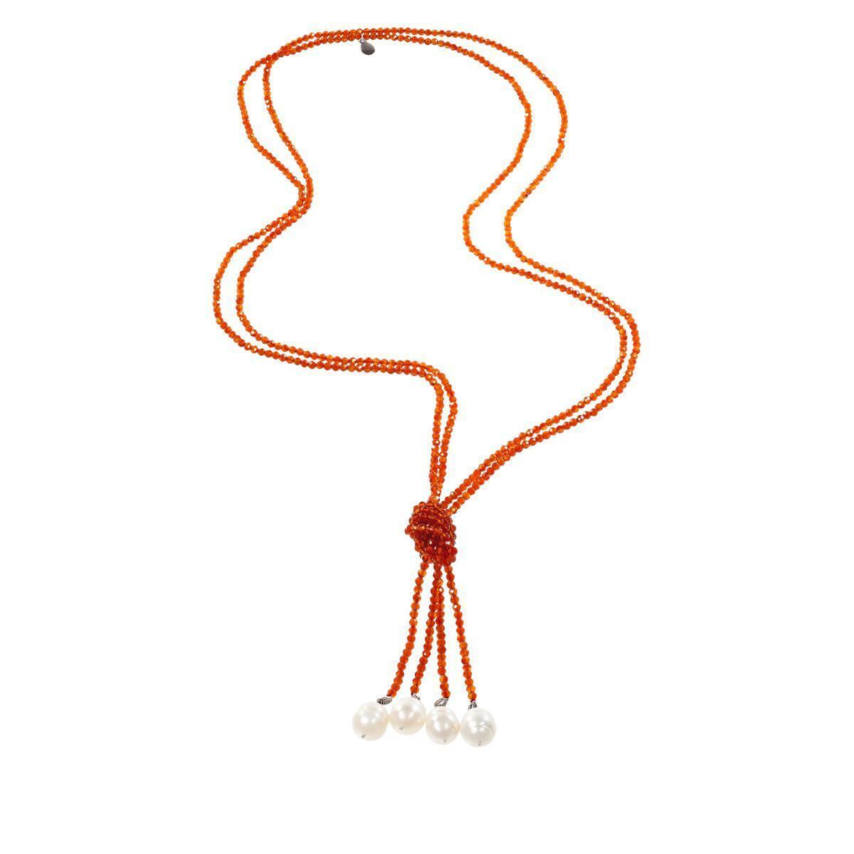 Colleen Lopez Cultured Freshwater Pearl & Carnelian Bead 43" Necklace