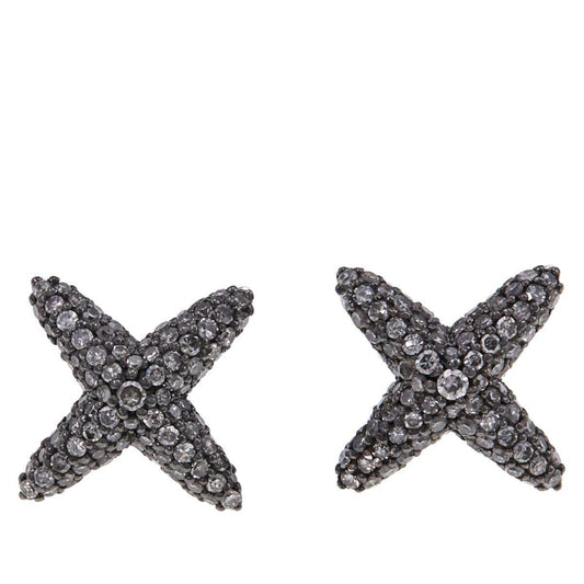 1ctw White Colored Diamond Sterling Silver "X" Stud Earrings HSN $300