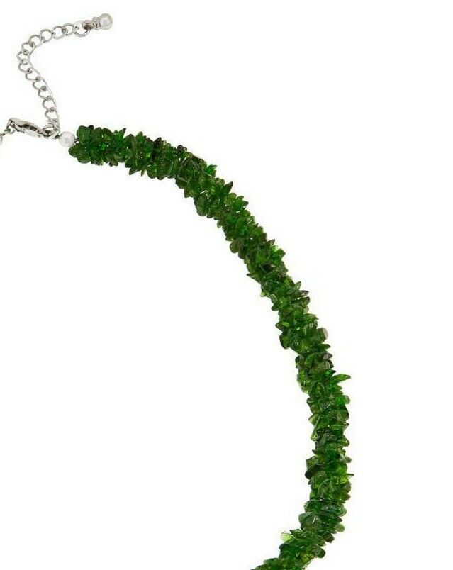Colleen Lopez Sterling Silver Genuine Chrome Diopside Chip 18" Necklace
