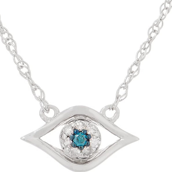 Affinity Diamond Evil Eye Necklace, Sterling 18"