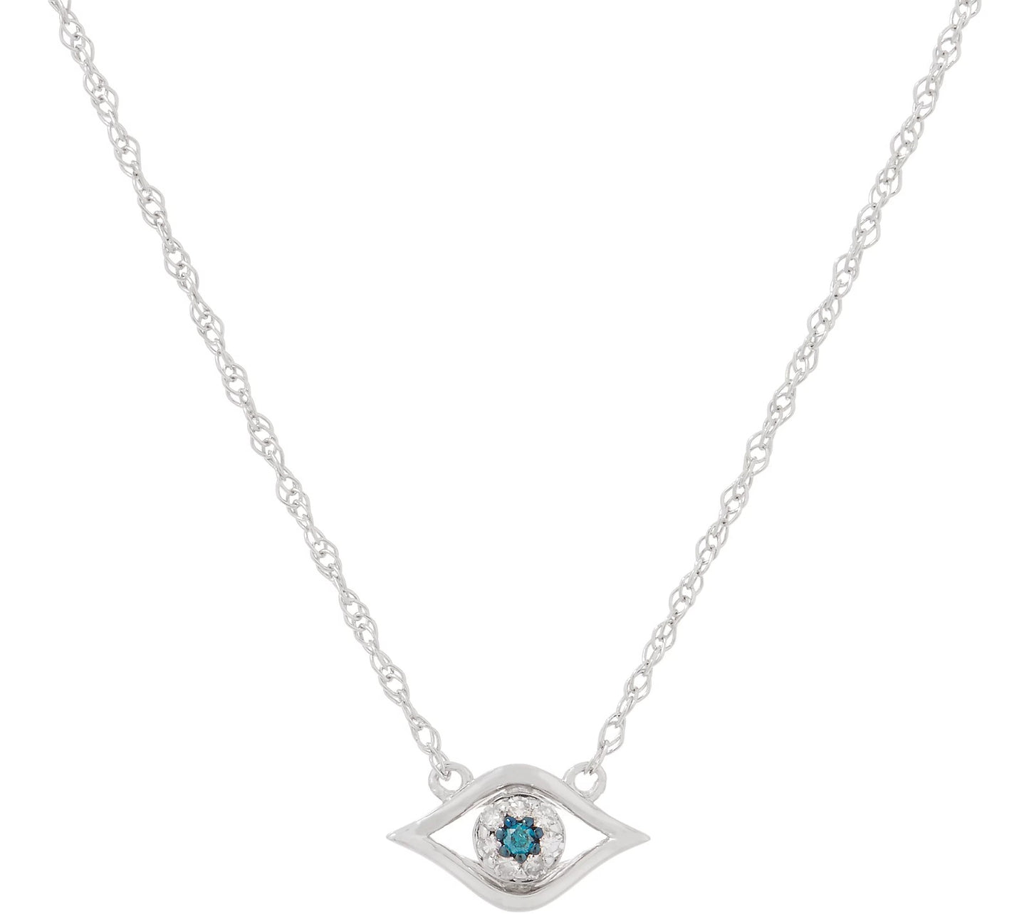Affinity Diamond Evil Eye Necklace, Sterling 18"