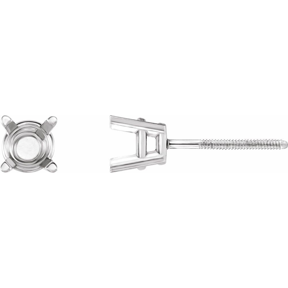 Platinum 9 mm Round 4-Prong Earring Mounting