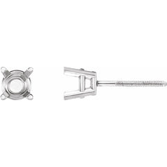 Platinum 9 mm Round 4-Prong Earring Mounting