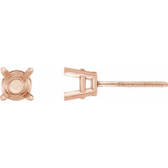 14K Rose 3 mm Round 4-Prong Earring Mounting