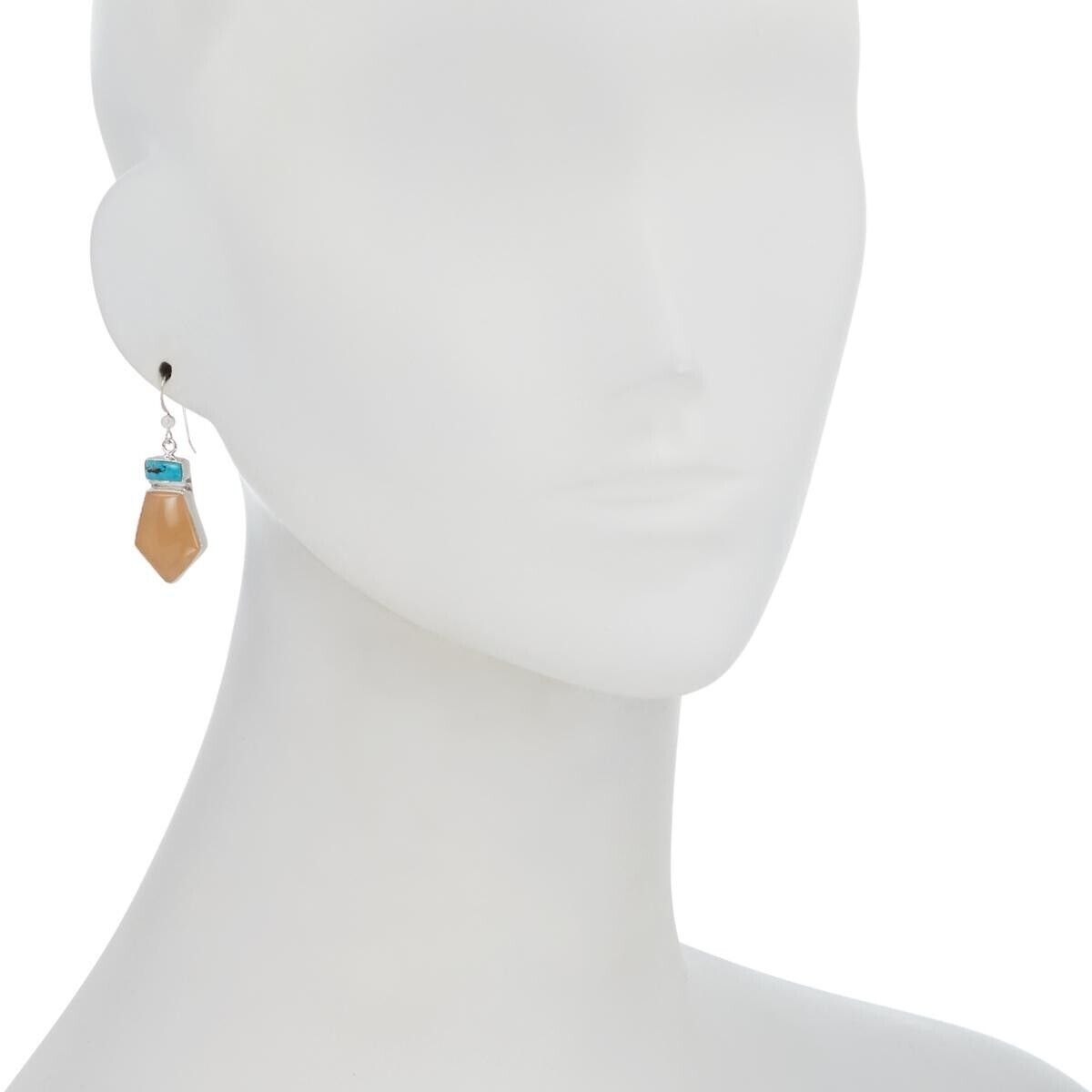 Jay King Sterling Silver Sunstone Apatite & Turquoise Dangle Earrings
