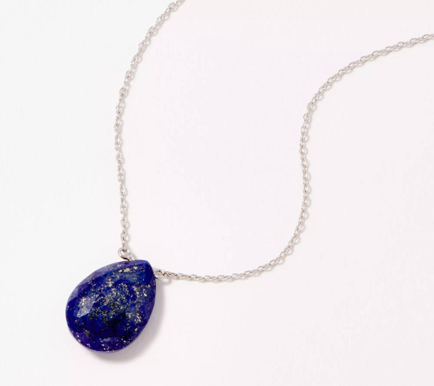 Generation Gems Pear Lapis Gemstone 18"+2" Necklace Sterling Silver