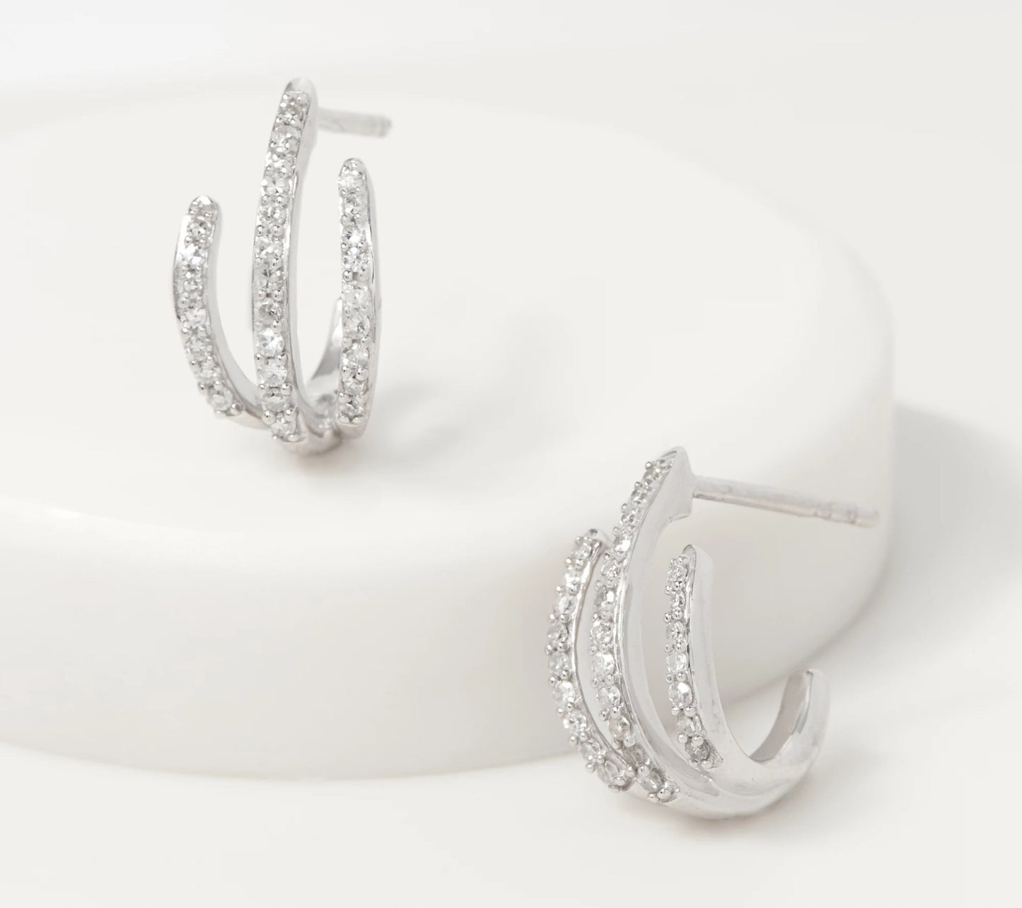 Affinity Round Diamond Claw-Style Hoop Earrings, Sterling Silver
