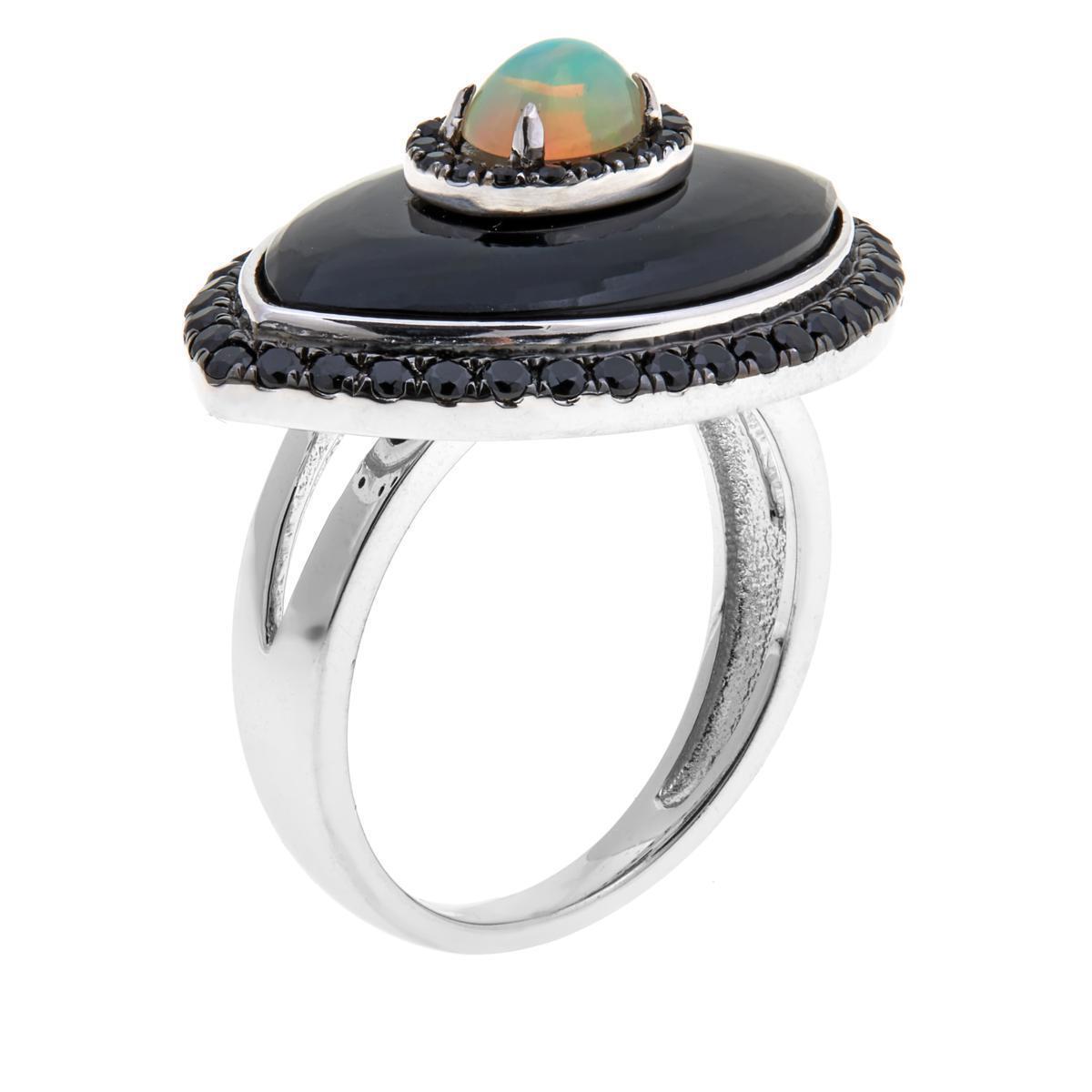 Rarities Sterling Silver Evil Eye  Ring 0.69Ct Multi-Gemstone Ring. Size 5