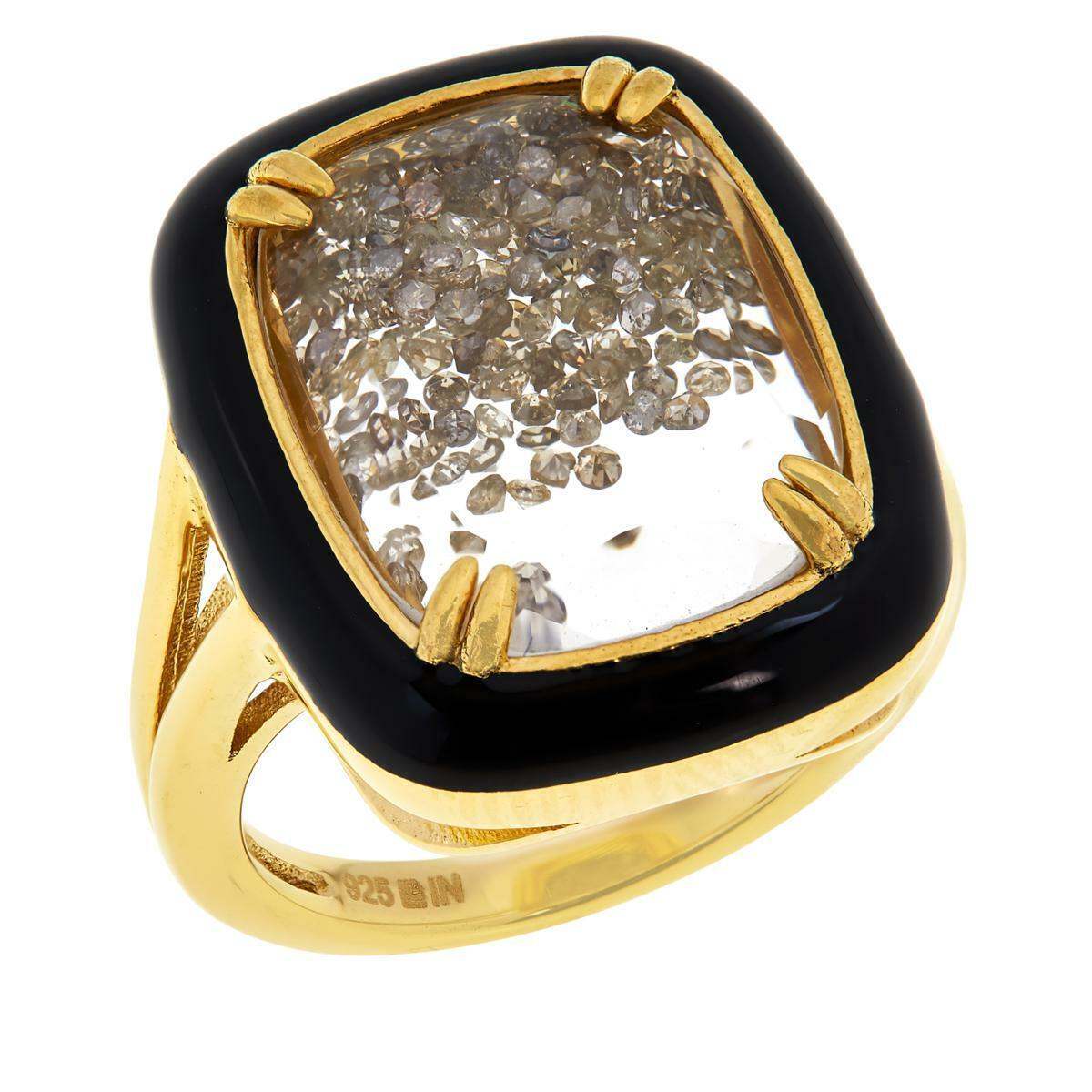 Colleen Lopez Gold-Plated Colored Diamond Shaker Ring, Size 5