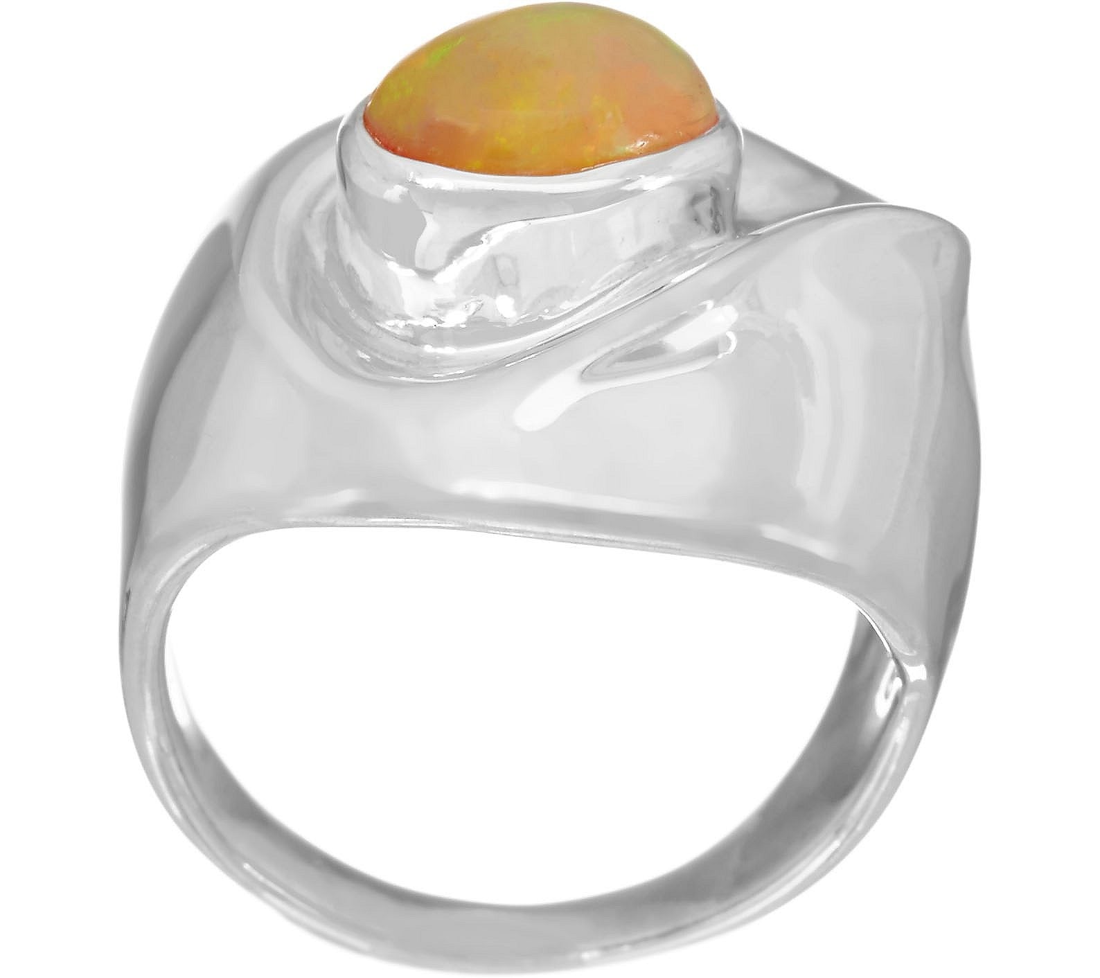 Hagit Sterling Silver Oval Opal Bezel-Set Organic Ring Size 6 Qvc $124