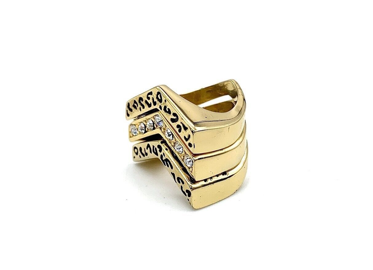 HSN Stainless Steel Goldtone Sigal Stacked Rings. Size 5 | Ring