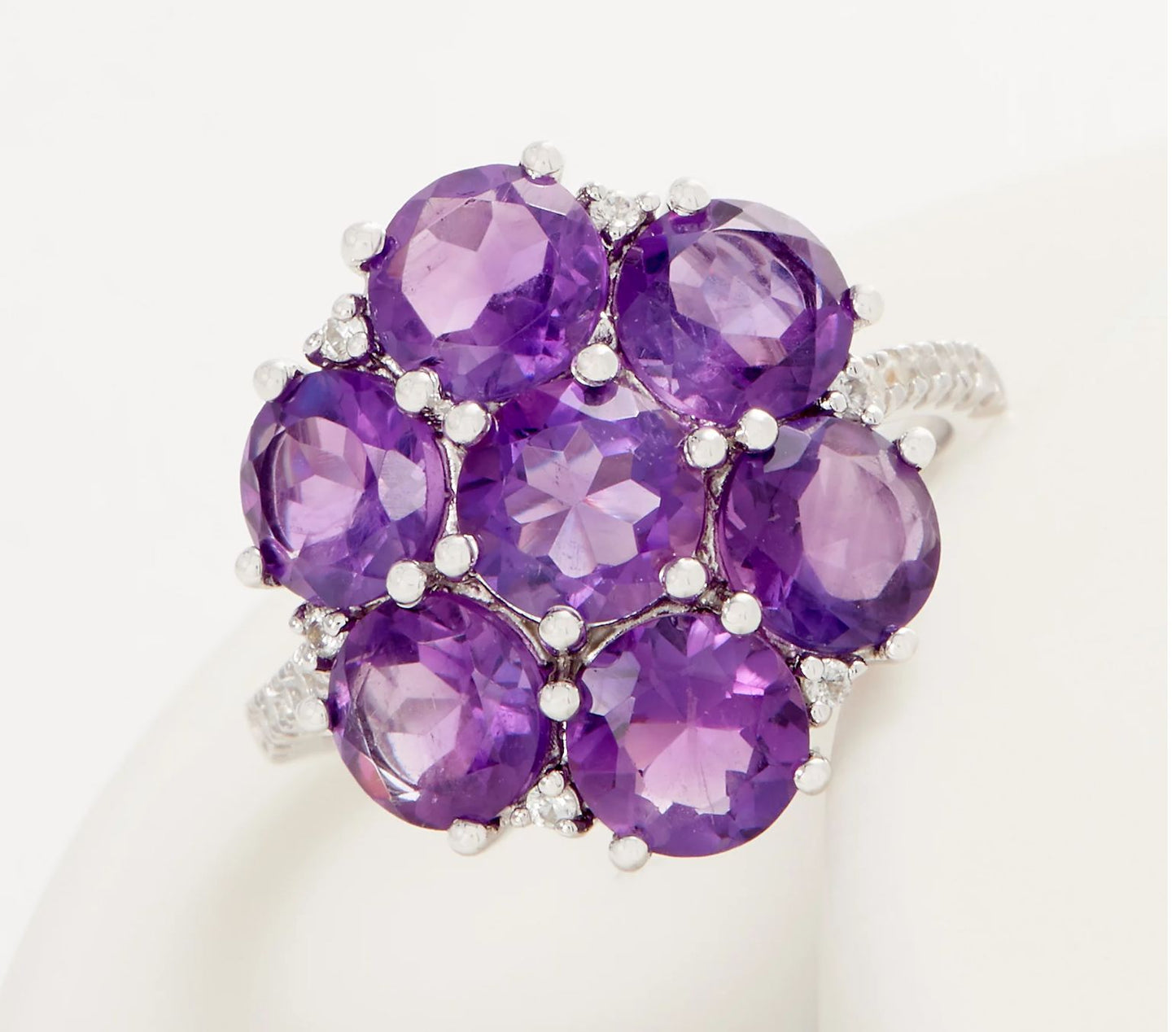 Tourmaline Cluster Flower Ring, Sterling Silver. Size 6 QVC