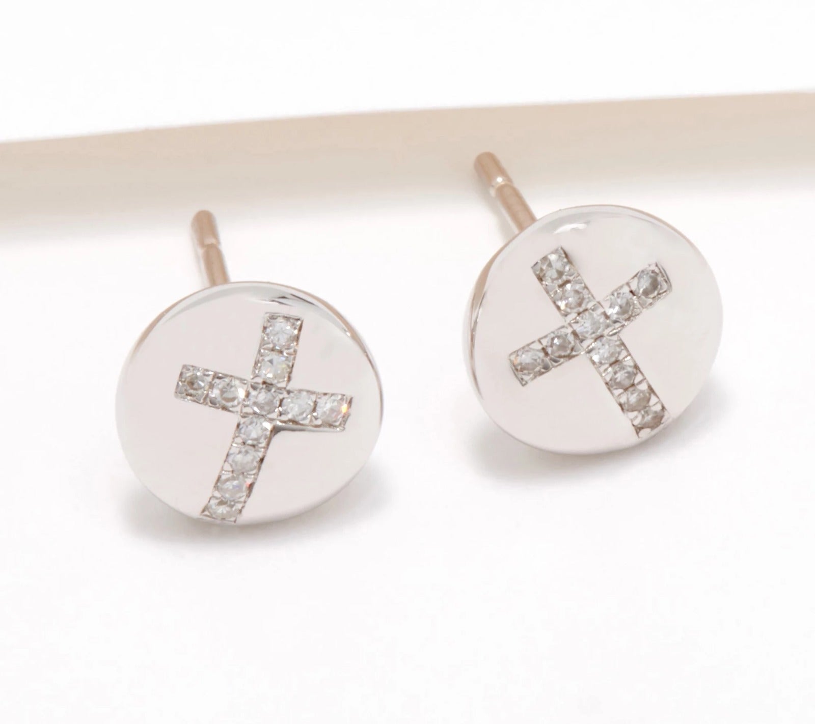 Affinity Round Diamond Cross Motif Studs Earring Sterling Silver