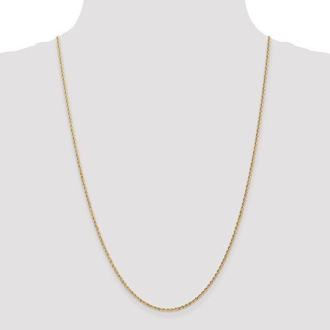 14K Solid Gold Diamond-Cut Rope 1mm Necklace Chain 16” – 24” | Yellow Gold