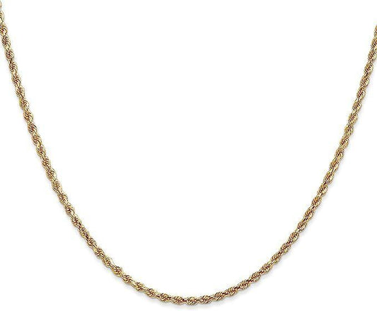 14K Solid Gold Diamond-Cut Rope 1mm Necklace Chain 16” – 24” | Yellow Gold