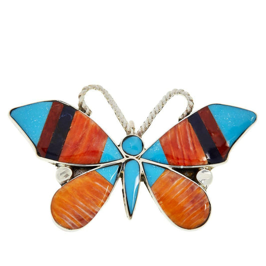 Chaco Canyon Zuni Multi-Gemstone Inlay Butterfly Pin/Pendant