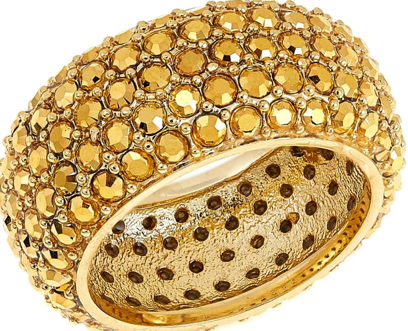 Joan Boyce "Live and Love Together" Metallic Yellow Crystal Pav Band Ring Size 7 (374426925514) | Ring