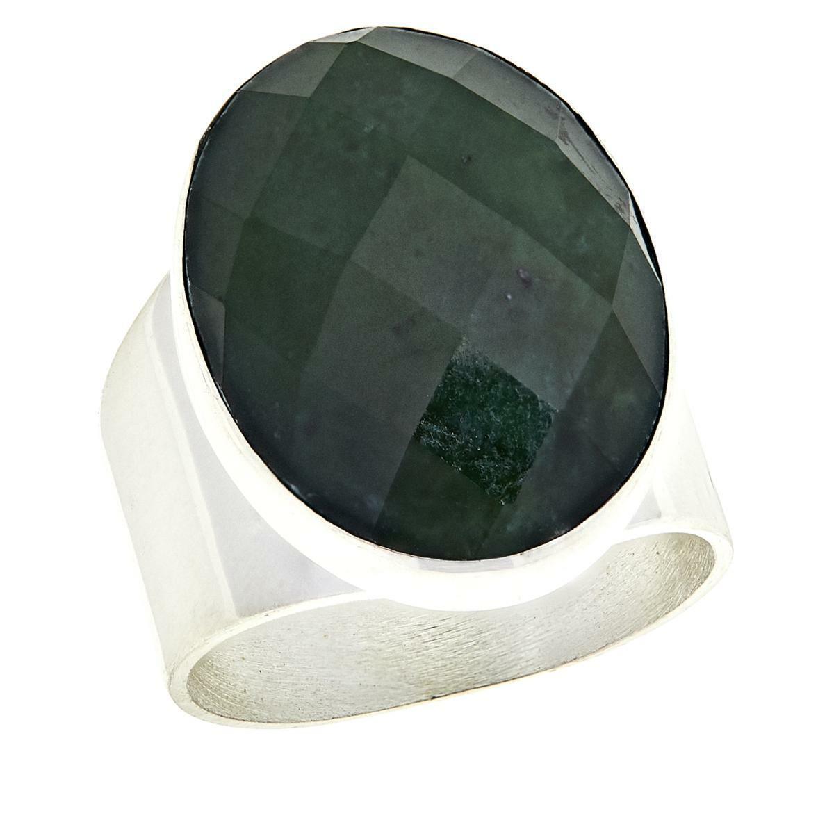 Jay King Dark Green Nephrite Jade Sterling Silver Ring, Size 6 (363595414008)