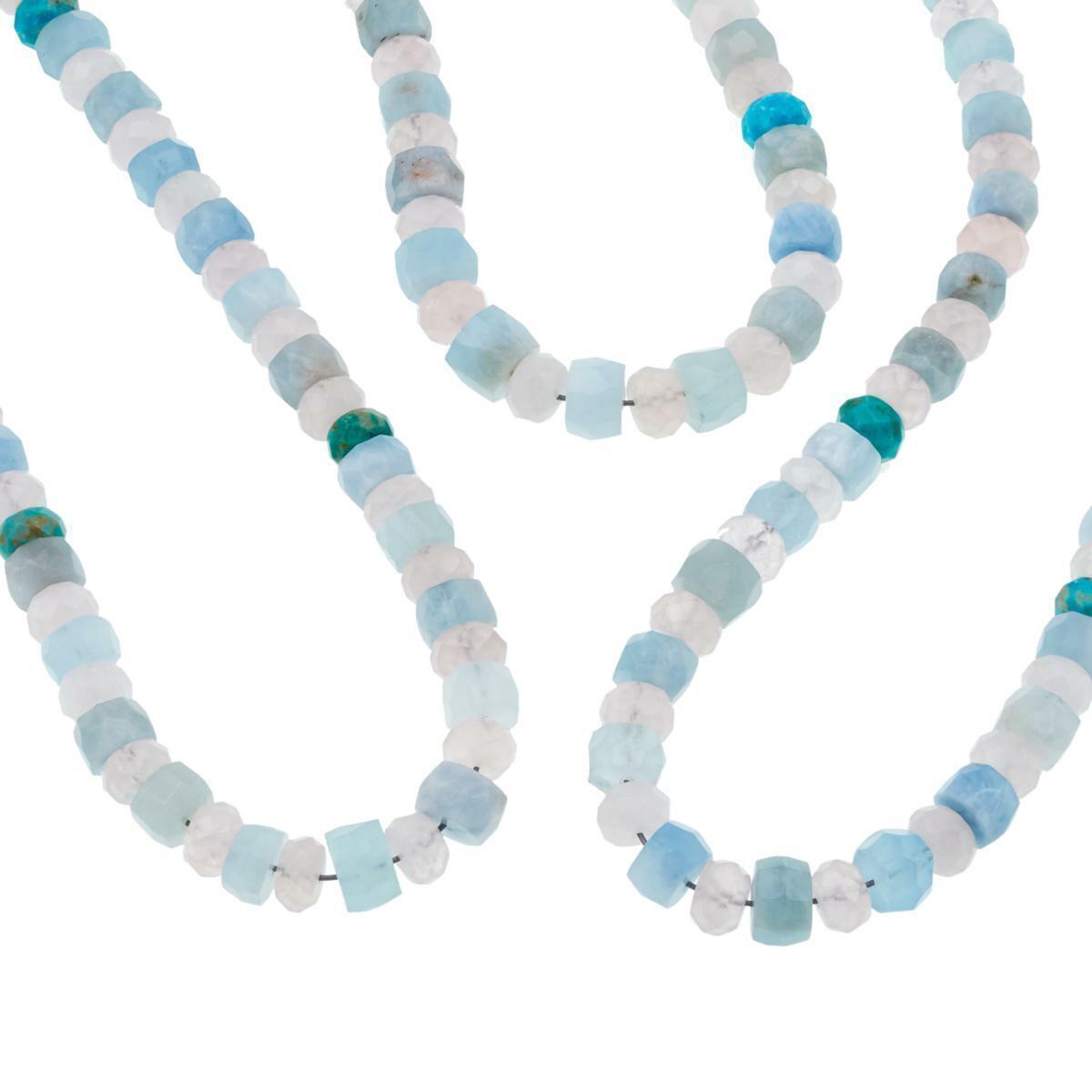 Jay King Aquamarine, Rose Quartz and Turquoise Bead 18" Necklace