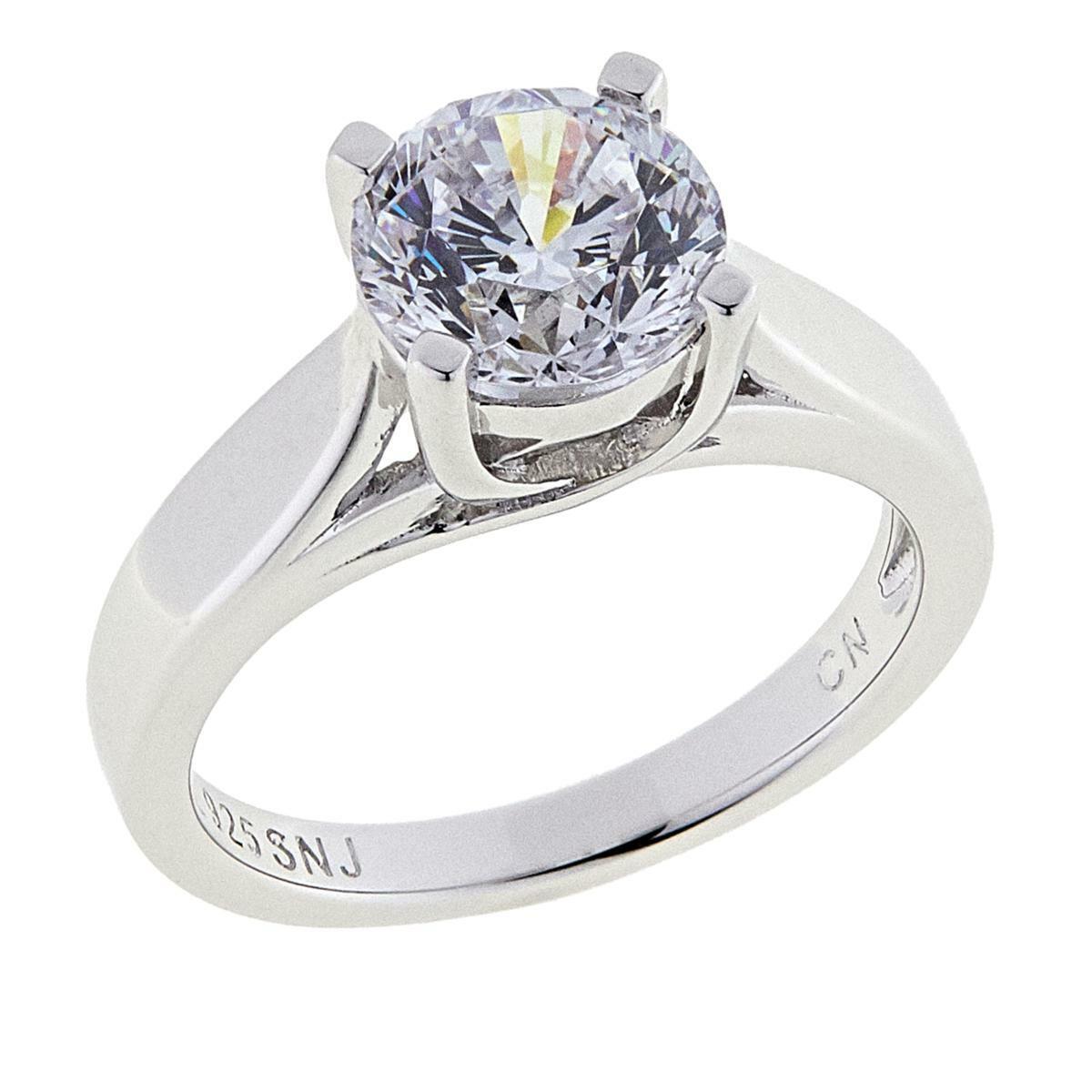 Absolute 2cttw CZ Aurora Star 101 Facets Platinum-Plated Solitaire Ring, Size 6