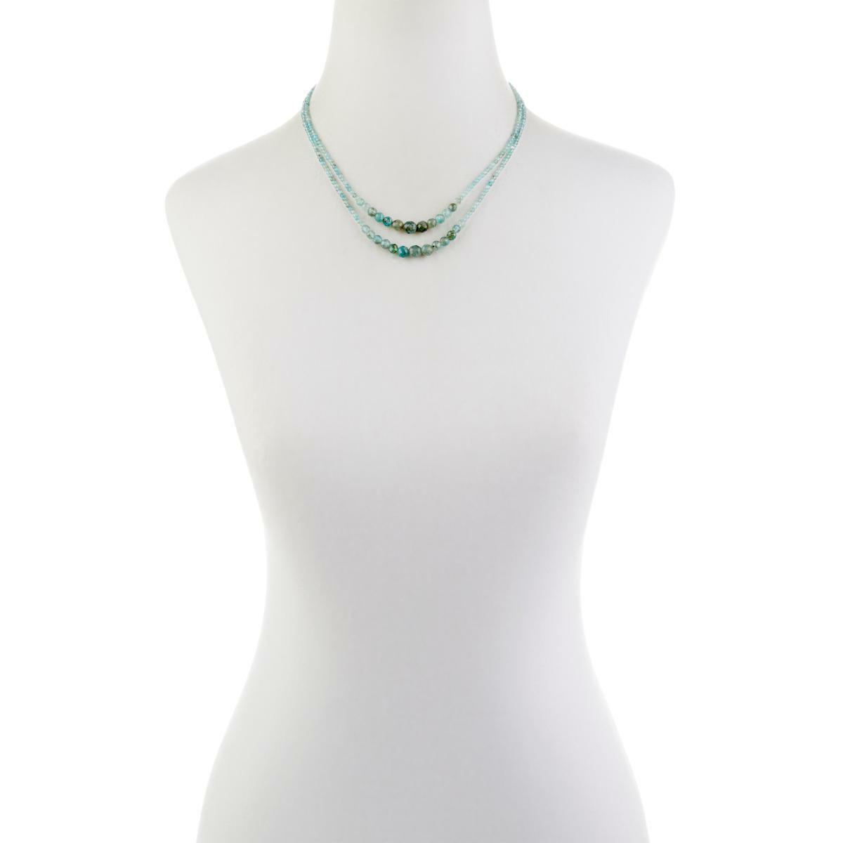 Jay King Sterling Silver Apatite Bead 2-Strand 18" Necklace