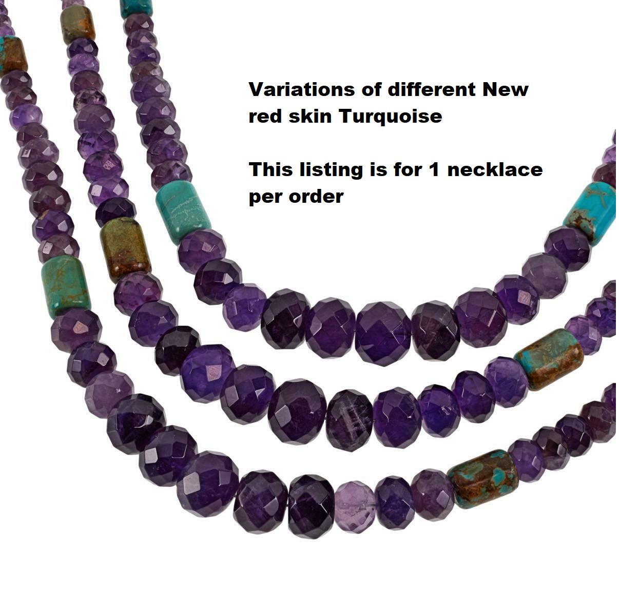 Jay King 18" Amethyst Graduated Rondelle & New Red Skin Turquoise Bead Necklace