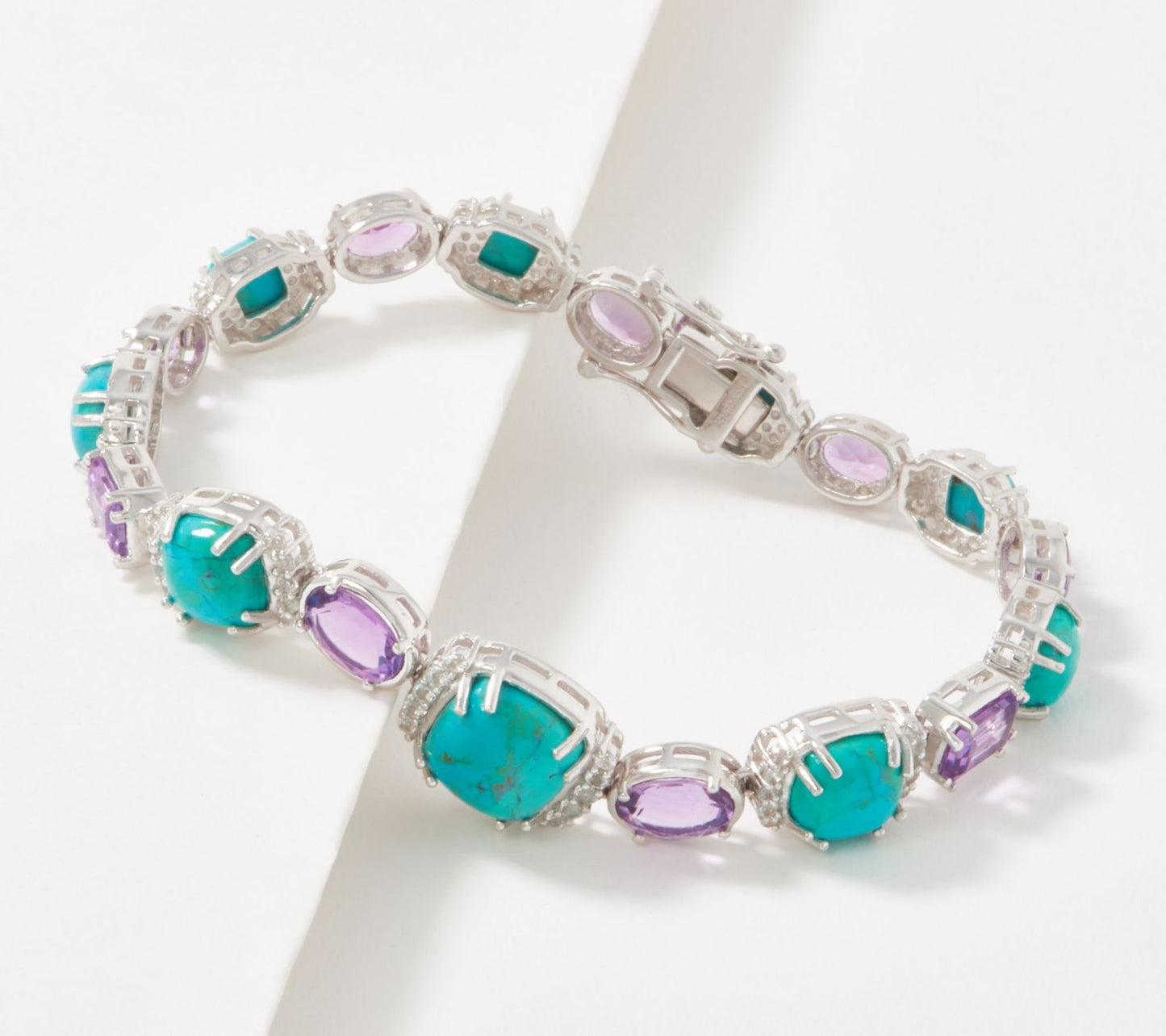 Generation Gem Sterling Silver Turquoise & Gemstone Bracelet 7-1/4''