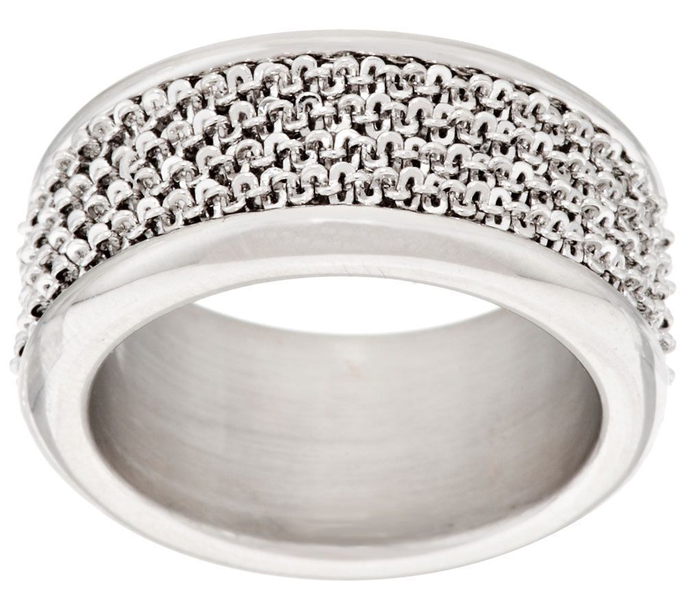 Bronzo Italia Wrapped Margherita Chain White Bronze Band Ring Size 8 Qvc
