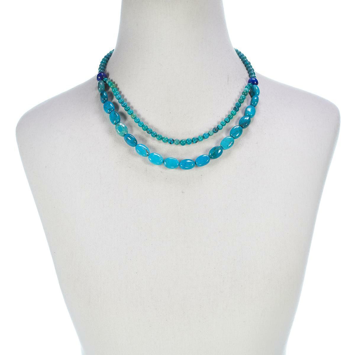 Jay King Azure Peaks Turquoise and Lapis 18" 2-Strand Necklace