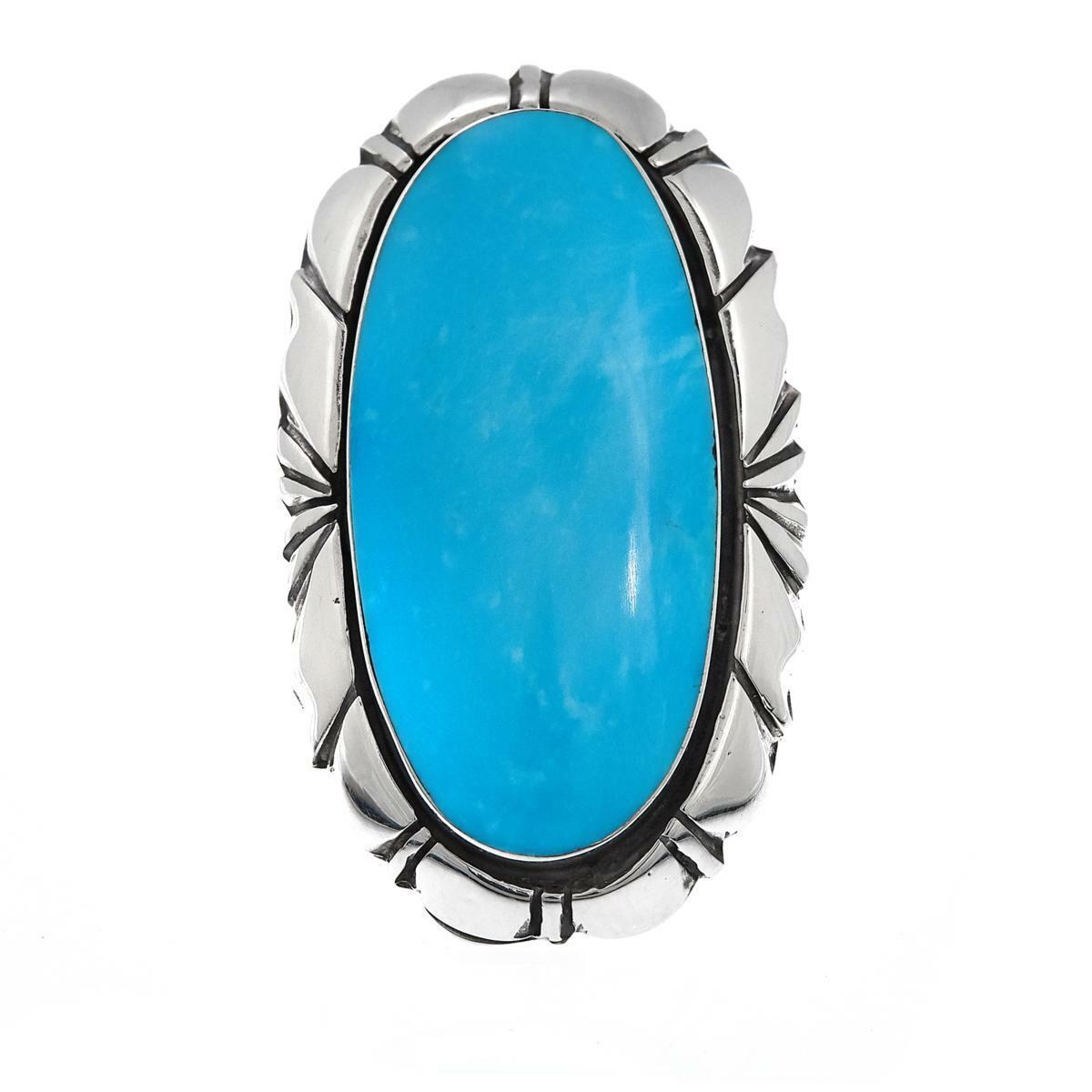 Chaco Canyon Oval Kingman Turquoise Sterling Silver Ring, Size 5