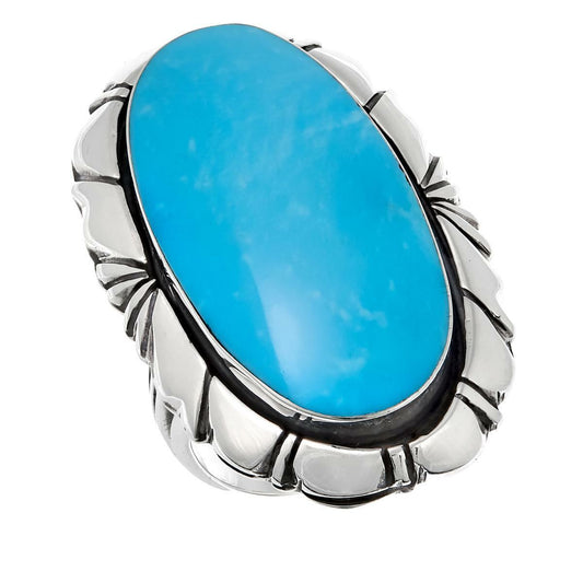 Chaco Canyon Oval Kingman Turquoise Sterling Silver Ring, Size 5