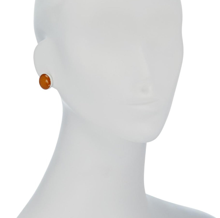 Jay King Sterling Silver Butterscotch Amber Round Stud Earrings