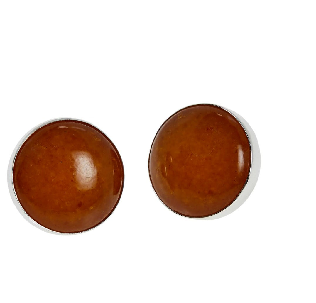 Jay King Sterling Silver Butterscotch Amber Round Stud Earrings