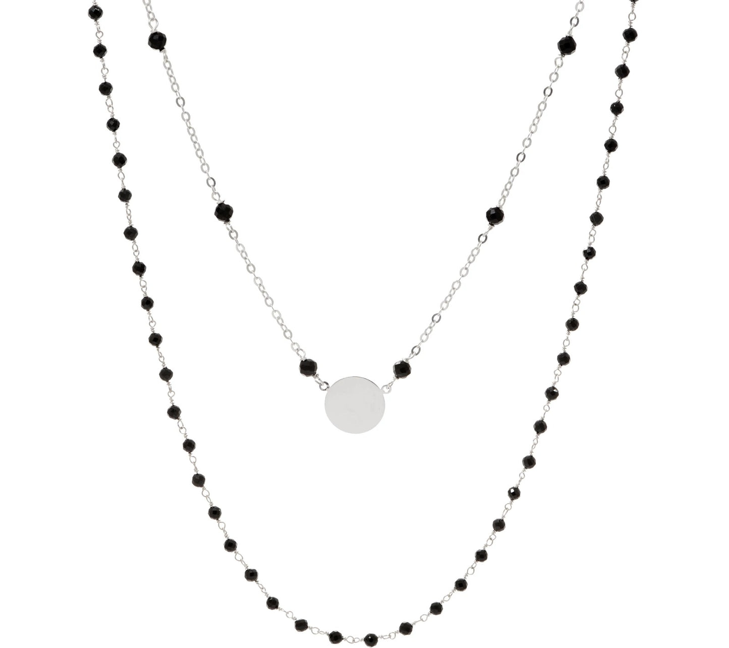 Italian Silver Circle Motif Gemstone Necklace Set