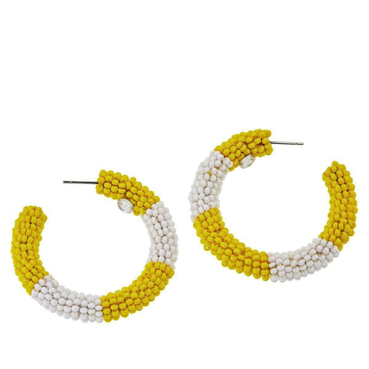 Yellow Beaded Hoop Stud Earrings HSN $35.00