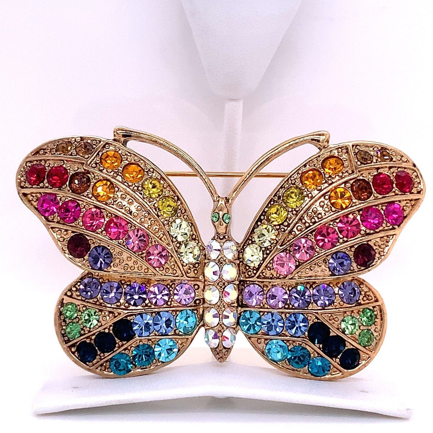 Kirks Folly Rainbow Butterfly Eternity Large Pin with Multi-Colored Crystals