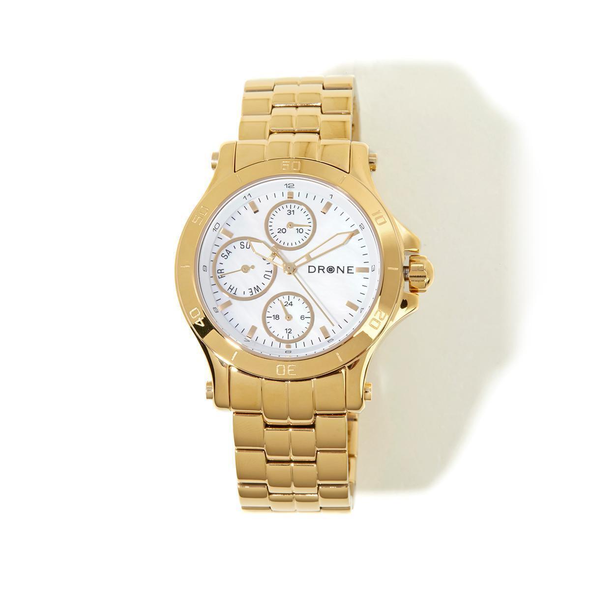 Drone Precision Timepieces Mother-Of-Pearl Dial Goldtone Bracelet Watch Hsn $219 | Wristwatches