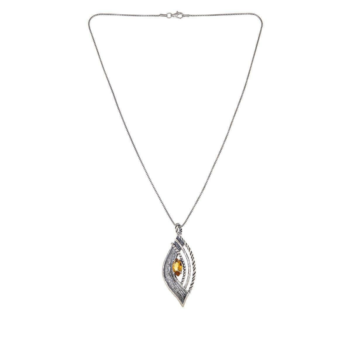 LiPaz Sterling Silver Marquise Citrine Pendant with 18" Chain