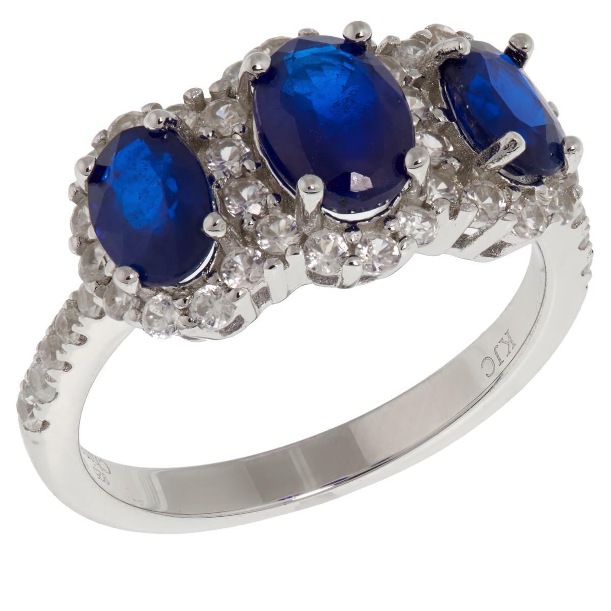 Colleen Lopez 1.53Ctw Blue Spinel & White Zircon 3-Stone Ring Size 5 Hsn $200