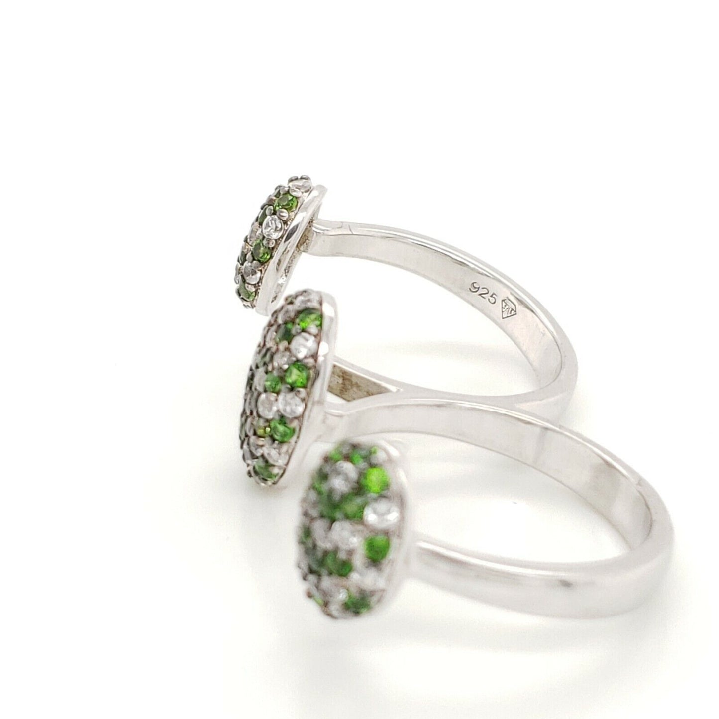 Rarities: Fine Jewelry Gemstone & White Zircon Two-Finger Ring Size 6 & 7